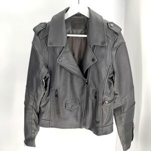 BLANKNYC blank nyc gray moto jacket faux vegan leather sz m womens